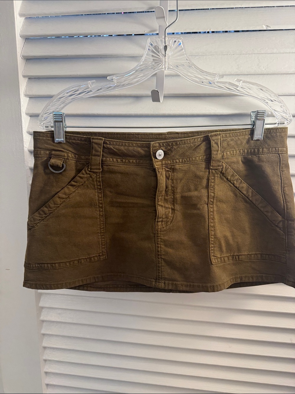 EUC AE Super Low-Rise Perfect Micro Mini Skirt in "Olive Fun" - Size 10